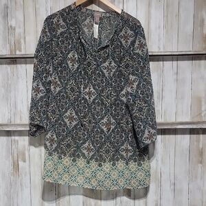 Chico's Paisley Floral Tunic Size XL